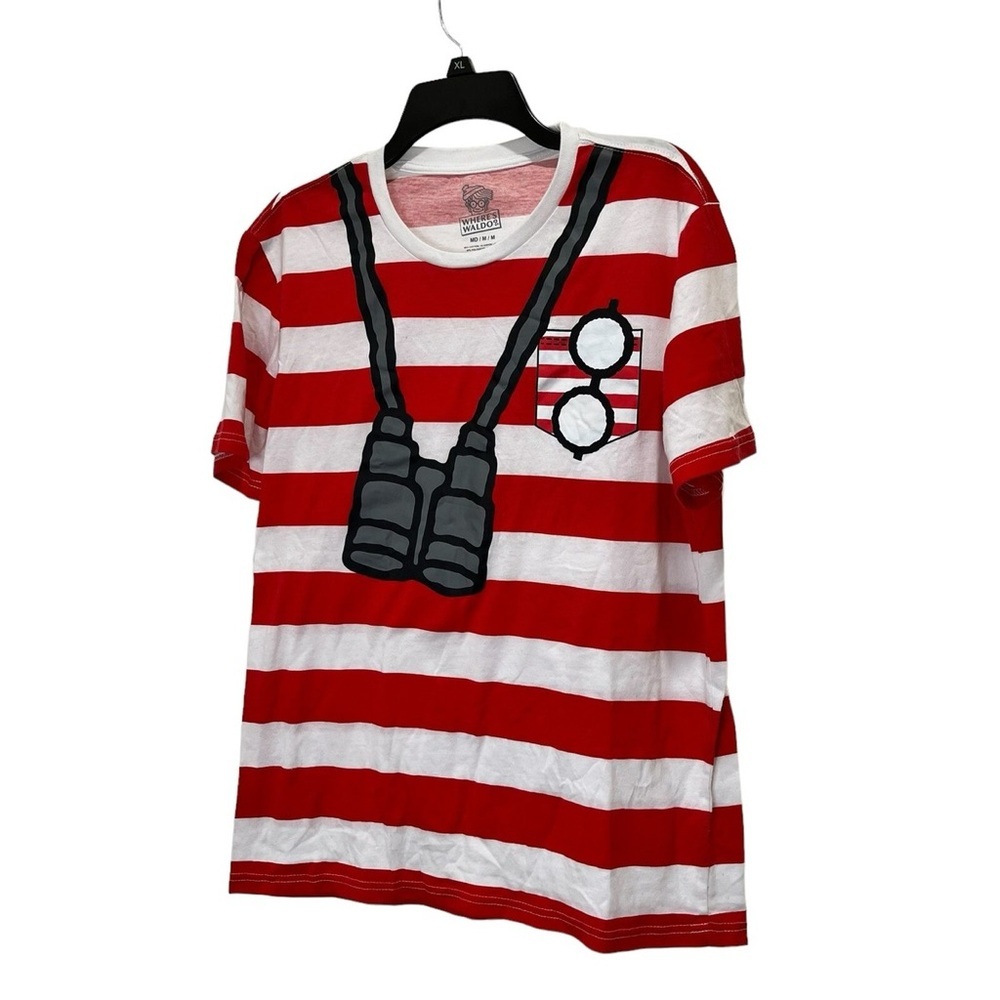 Vibrant Red and White Striped Short Sleeve Tee